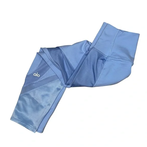Alo Yoga High Waist Elevate Blue Mesh Capri Leg Sz XS